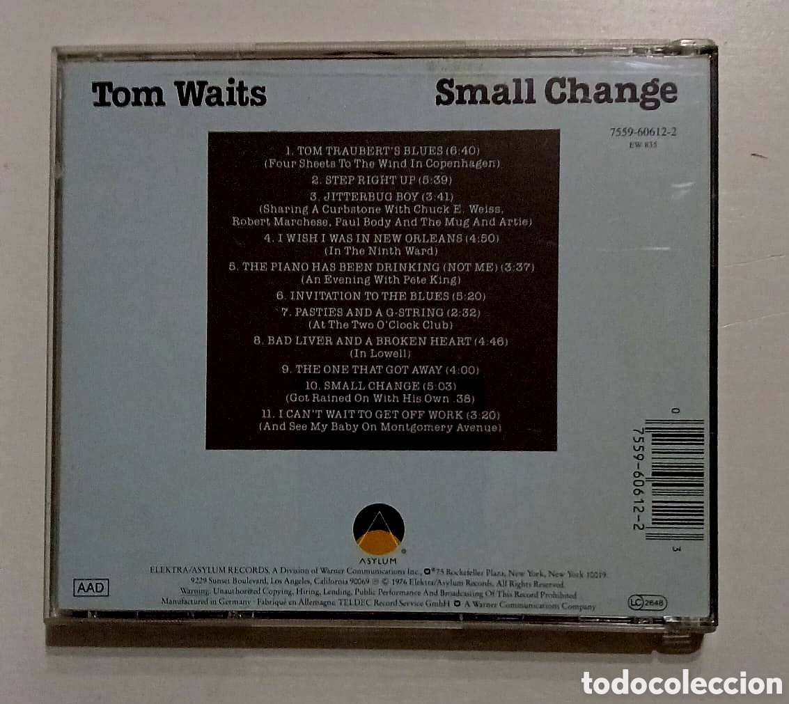 CDs de m&uacute;sica: CD TOM WAITS. Small Change - Foto 2