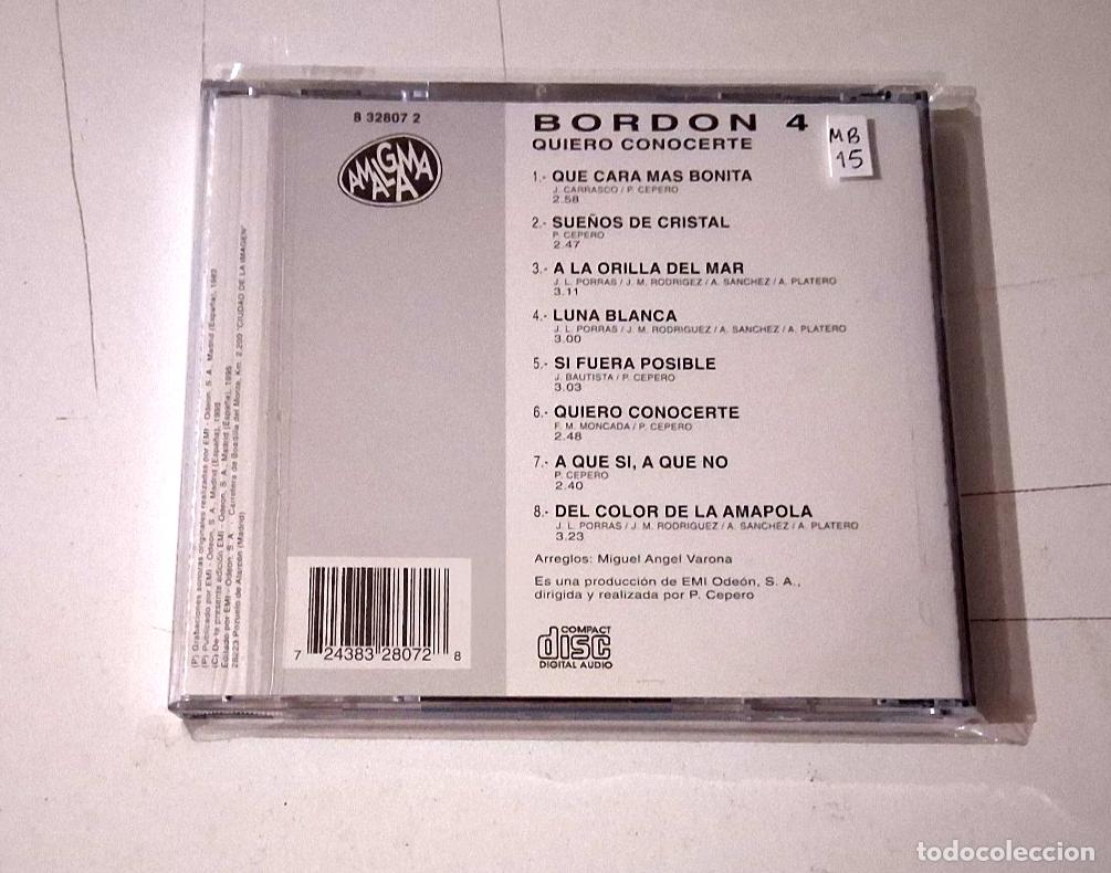CDs de m&uacute;sica: BORDON 4 &rdquo;QUIERO CONOCERTE&rdquo; CD 8 TRACKS - Foto 2