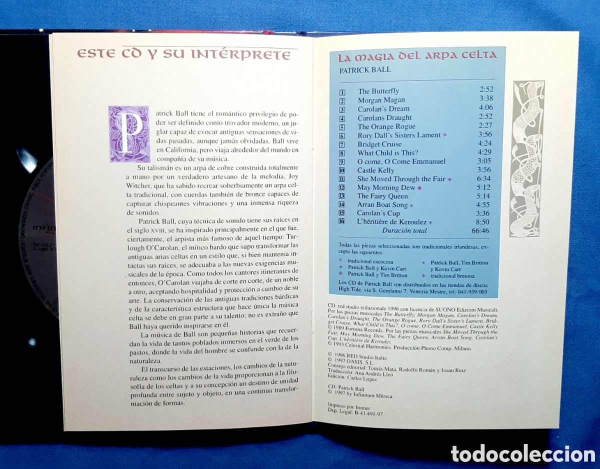 CDs de m&uacute;sica: LA MAGIA DEL ARPA CELTA. PATRICK BALL. LIBRO/CD. 1997. CD. RARO. - Foto 5