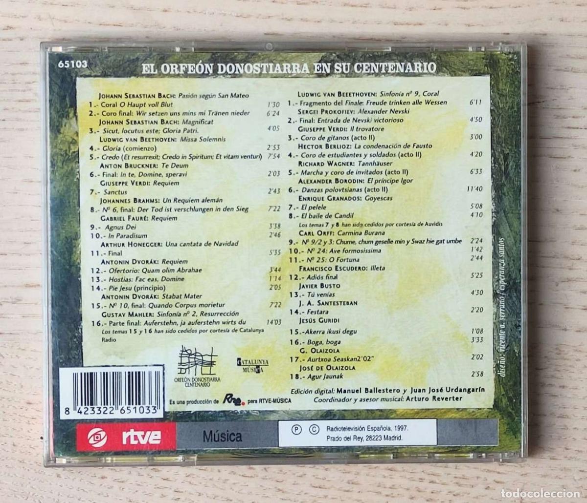 CDs de m&uacute;sica: EL ORFE&Oacute;N DONOSTIARRA EN SU CENTENARIO (2 CDs) - Foto 2
