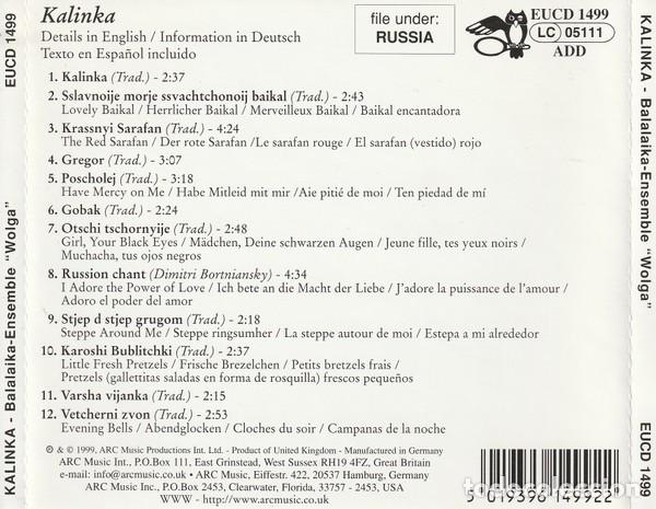 CDs de m&uacute;sica: Balalaika-Ensemble &rdquo;Wolga&rdquo; &ndash; Kalinka - Foto 2