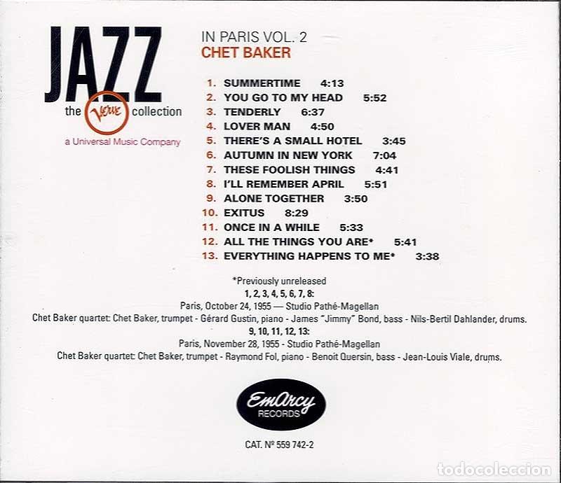 CDs de m&uacute;sica: Chet Baker - In Paris Vol. 2. CD - Foto 2