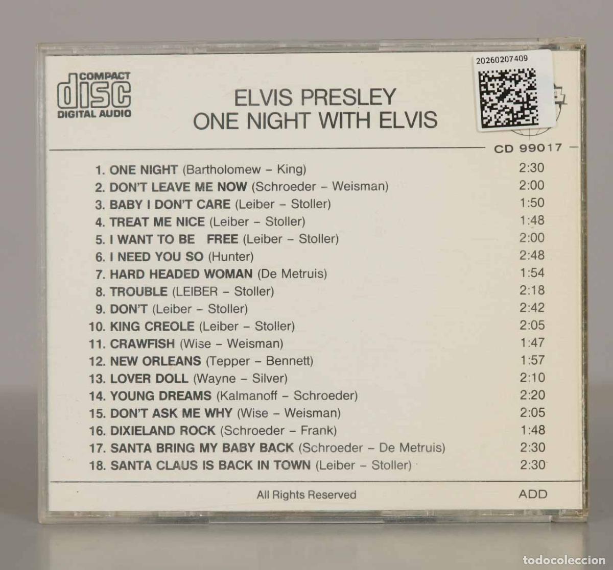CDs de m&uacute;sica: CD. ONE NIGHT WITH ELVIS - ELVIS PRESLEY. - Foto 2