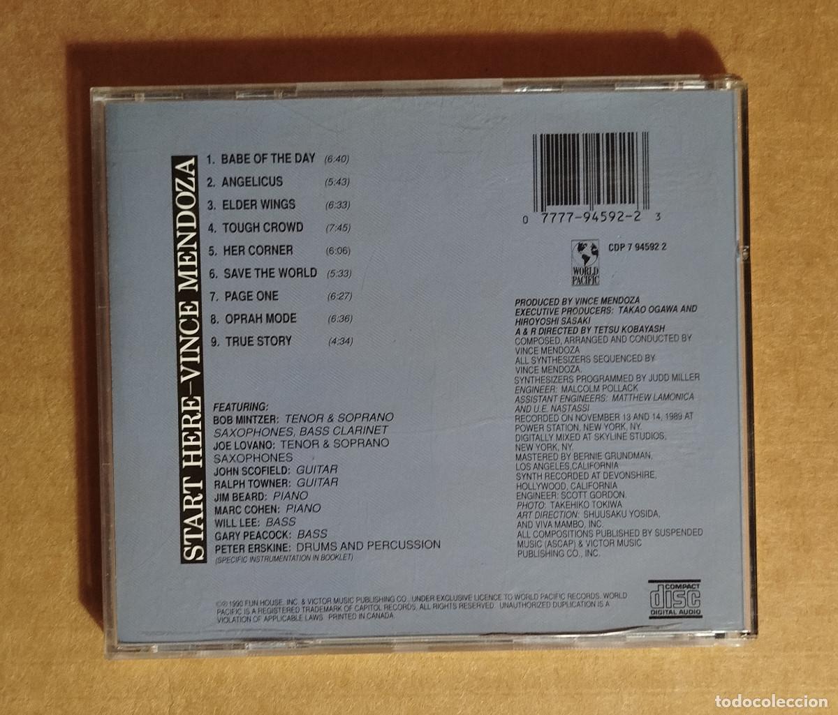 CDs de m&uacute;sica: VINCE MENDOZA - START HERE - 1989 - Foto 3