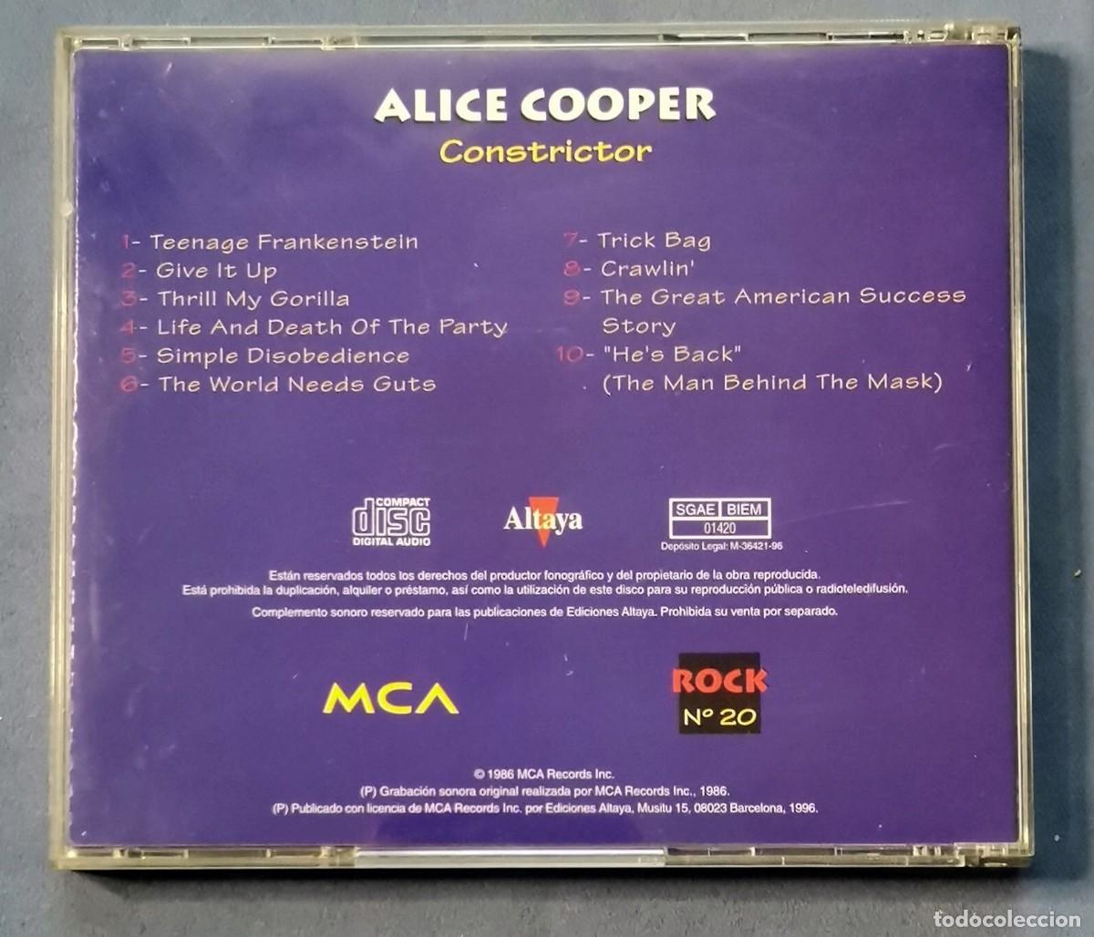 CDs de m&uacute;sica: Alice Cooper &lrm;&ndash; Constrictor cd 1997 Espa&ntilde;a - Foto 2