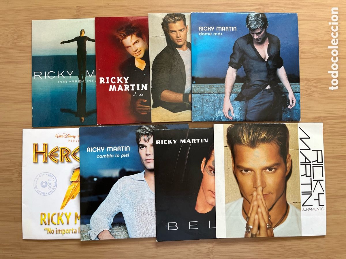 CDs de M&uacute;sica: RICKY MARTIN. Por arriba, por abajo La bomba. Dame mas. Tal vez. Juramento. Bella.... (8 cds single)