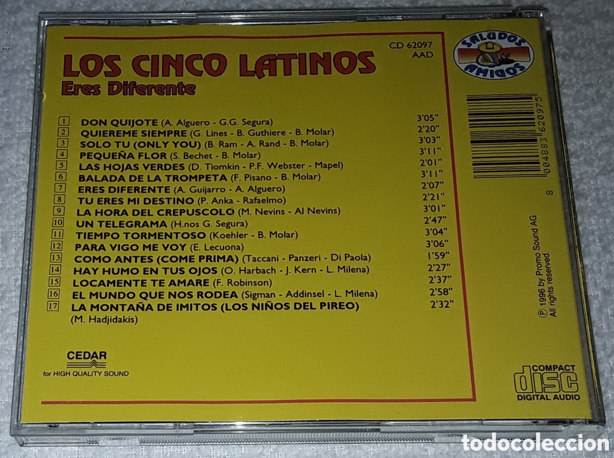 CDs de m&uacute;sica: CD - LOS CINCO LATINOS - ERES DIFERENTE - Foto 2