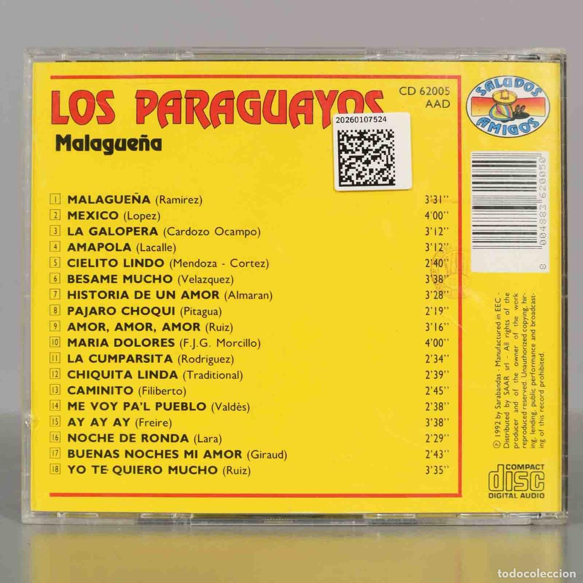 CDs de m&uacute;sica: CD. Los Paraguayos &ndash; Malague&ntilde;a. - Foto 2