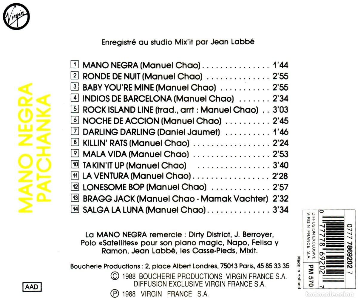 CDs de m&uacute;sica: �G129 - MANO NEGRA. PATCHANKA. CD. - Foto 2