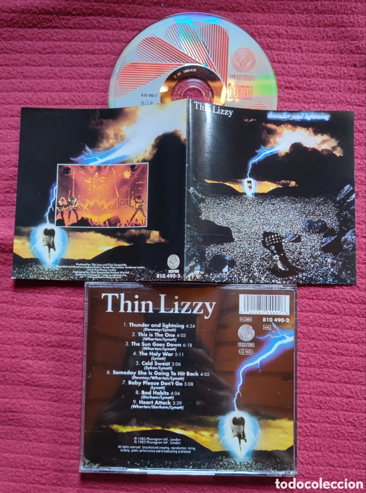 CDs de M&uacute;sica: THIN LIZZY: Thunder and Lightning. Cd Hard Aor, Edici&oacute;n Original 1983 Phonogram Records.