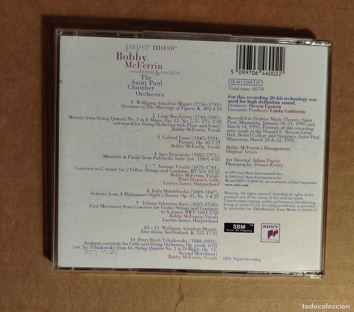 CDs de m&uacute;sica: BOBBY McFERRIN - PAPER MUSIC - 1995 - Foto 3