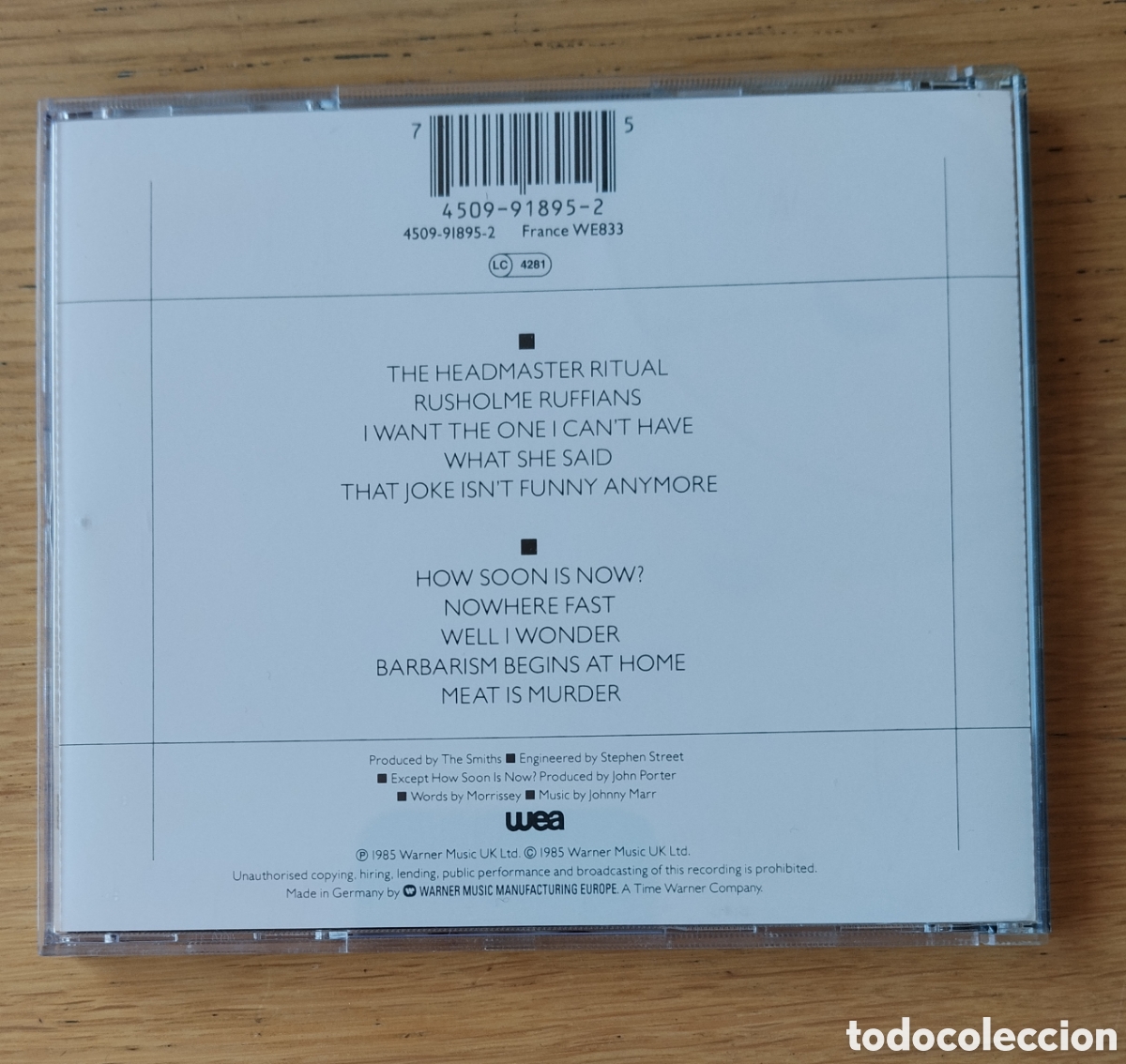 CDs de m&uacute;sica: THE SMITHS: &rdquo;MEAT IS MURDER&rdquo; CD 1993 - POP - Foto 2
