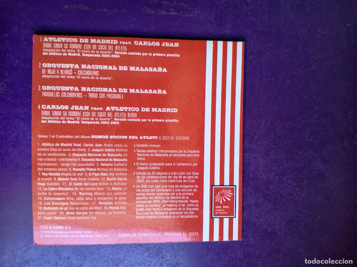 CDs de M&uacute;sica: Somos Socios Del Atleti - CD Sg EMI 4 TEMAS 2004 - NADIE SABIA SU NOMBRE +3 - FUTBOL ATLETICO MADRID