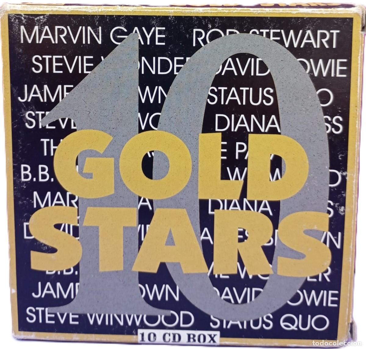 CDs de M&uacute;sica: Gold Stars. Caja con 10 cd. Rod Stewart, David Bowie, Stevie Wonder, James Brown...