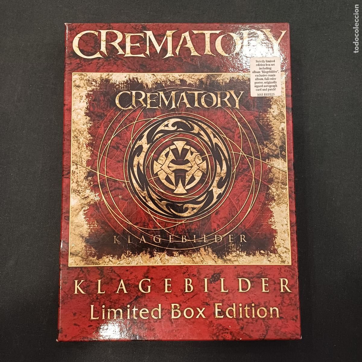 CDs de M&uacute;sica: CREMATORY/KLAGEBILDER/BOX SET CD 2 DISCOS+POSTER+TARJETA FIRMADA+PARCHE/METAL.