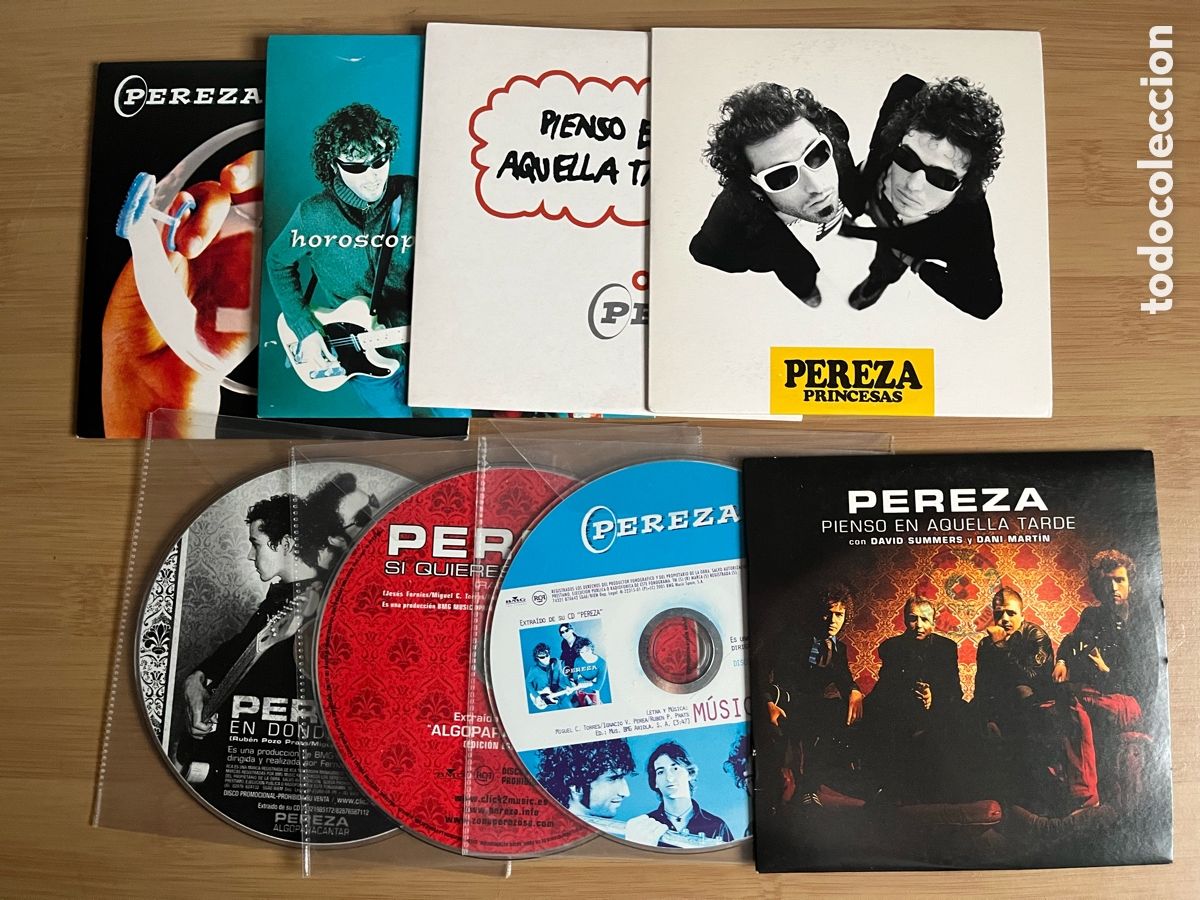 CDs de M&uacute;sica: PEREZA. Pienso en aquella tarde. Pompa de jab&oacute;n. Princesas. Horoscopo. En donde est&eacute;s.(8 cds single)