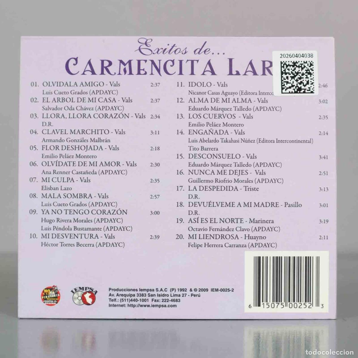 CDs de m&uacute;sica: CD. &Eacute;xitos de... Carmencita Lara - Foto 2