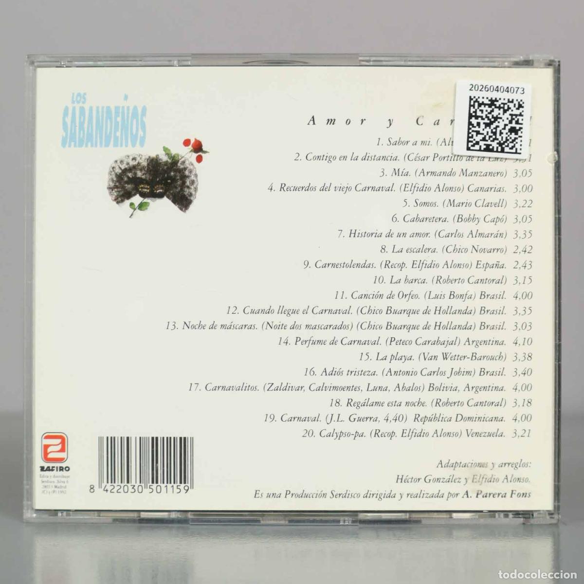 CDs de m&uacute;sica: CD. Amor y Carnaval - Los Sabande&ntilde;os - Foto 2