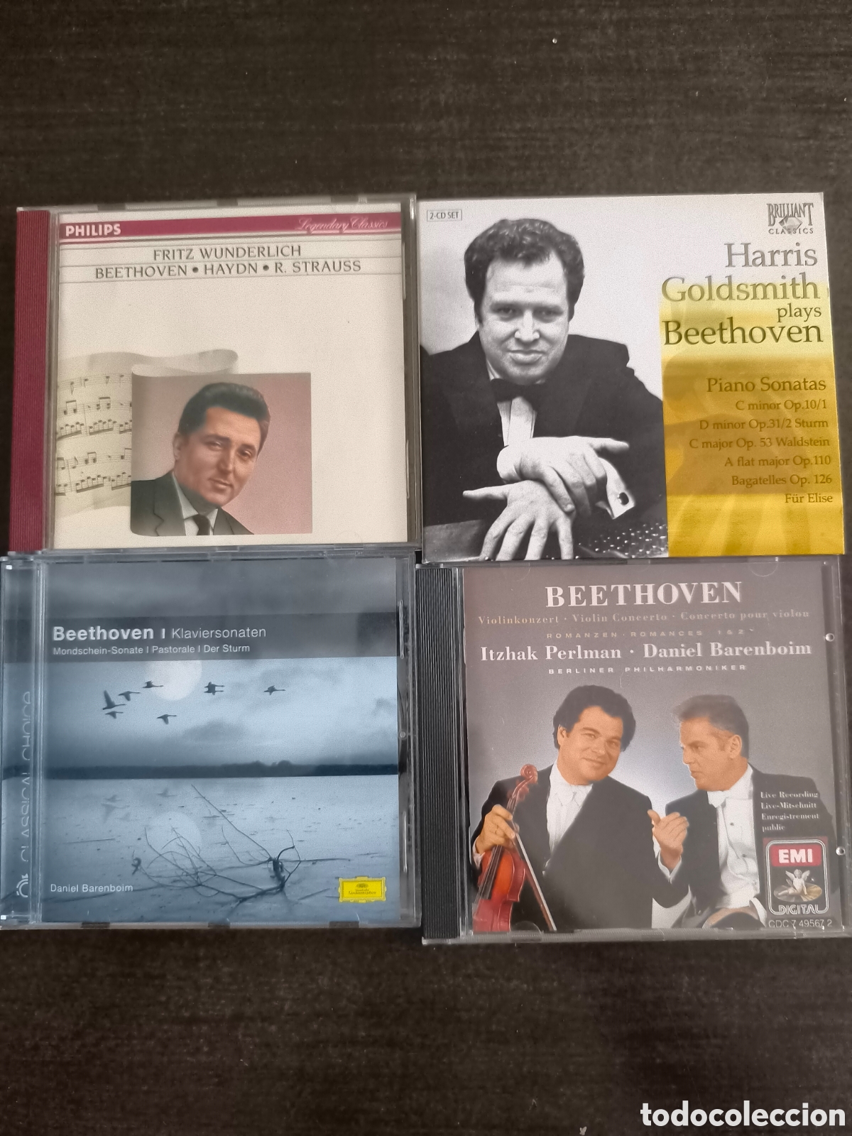 CDs de M&uacute;sica: Lote 4 CDs Beethoven &ndash; Wunderlich, Perlman, Barenboim