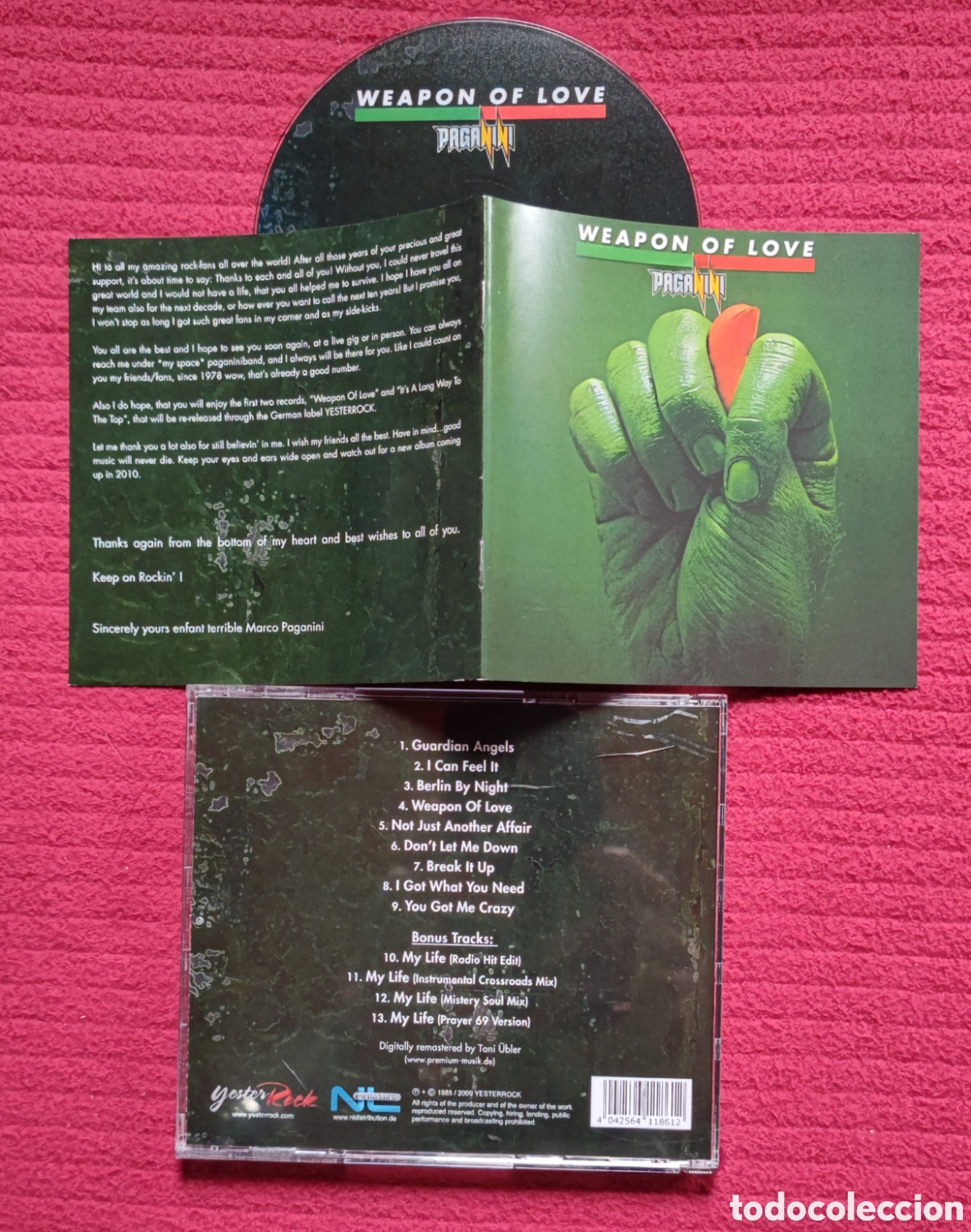 CD de M&uacute;sica: PAGANINI: Weapon of Love.cd hard aor 1985. Reed. 2009 YesterRock con 4 bonus tracks.