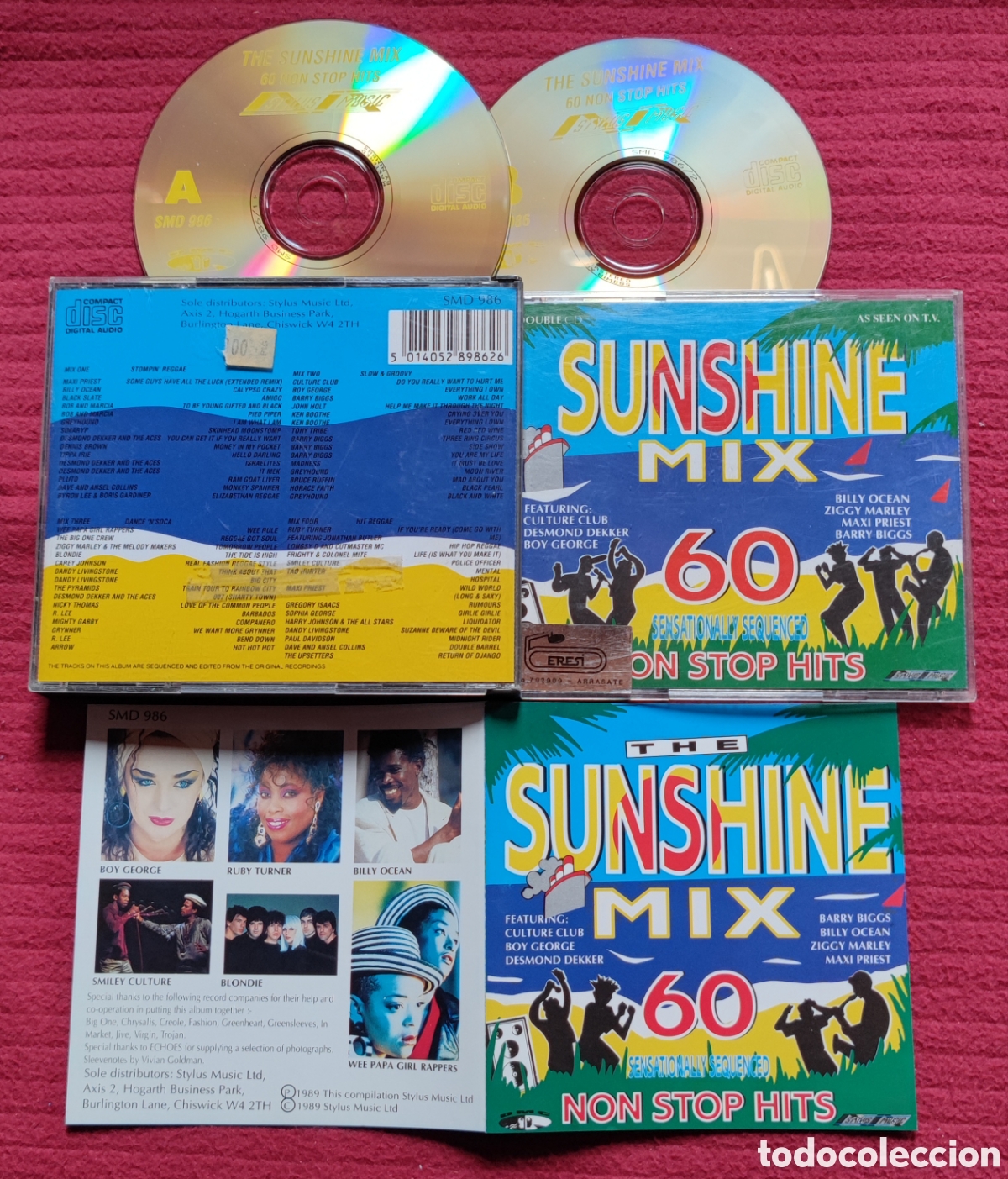 CDs de M&uacute;sica: SUNSHINE MIX. 60 Non Stop Hits. Culture Club, Billy Ocean, Ziggy Marley, Maxi Priest, Boy George...