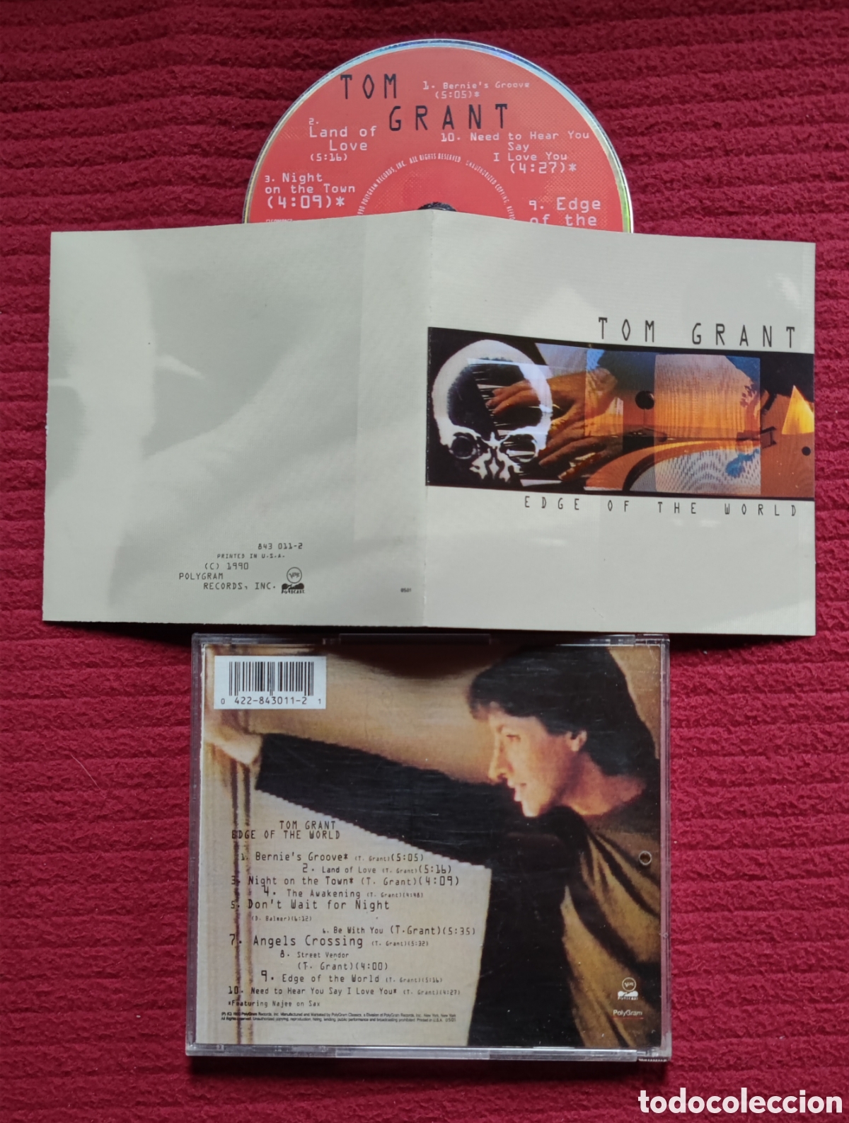 CD de M&uacute;sica: TOM GRANT: Edge of the world. Cd 1990 Polygram.
