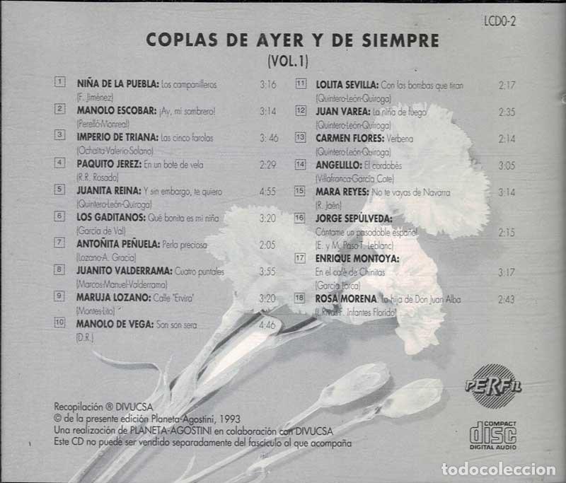 CDs de m&uacute;sica: Coplas de Ayer y de Siempre Vol. 1. CD - Foto 2