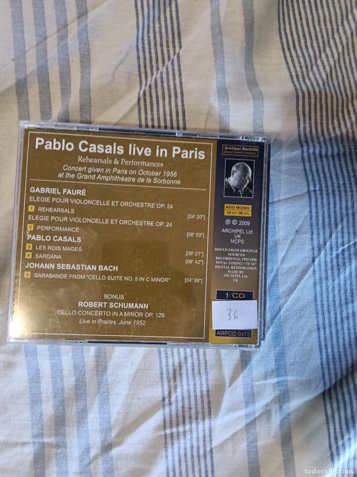 CDs de m&uacute;sica: PABLO CASALS LIVE IN PARIS CD - Foto 2