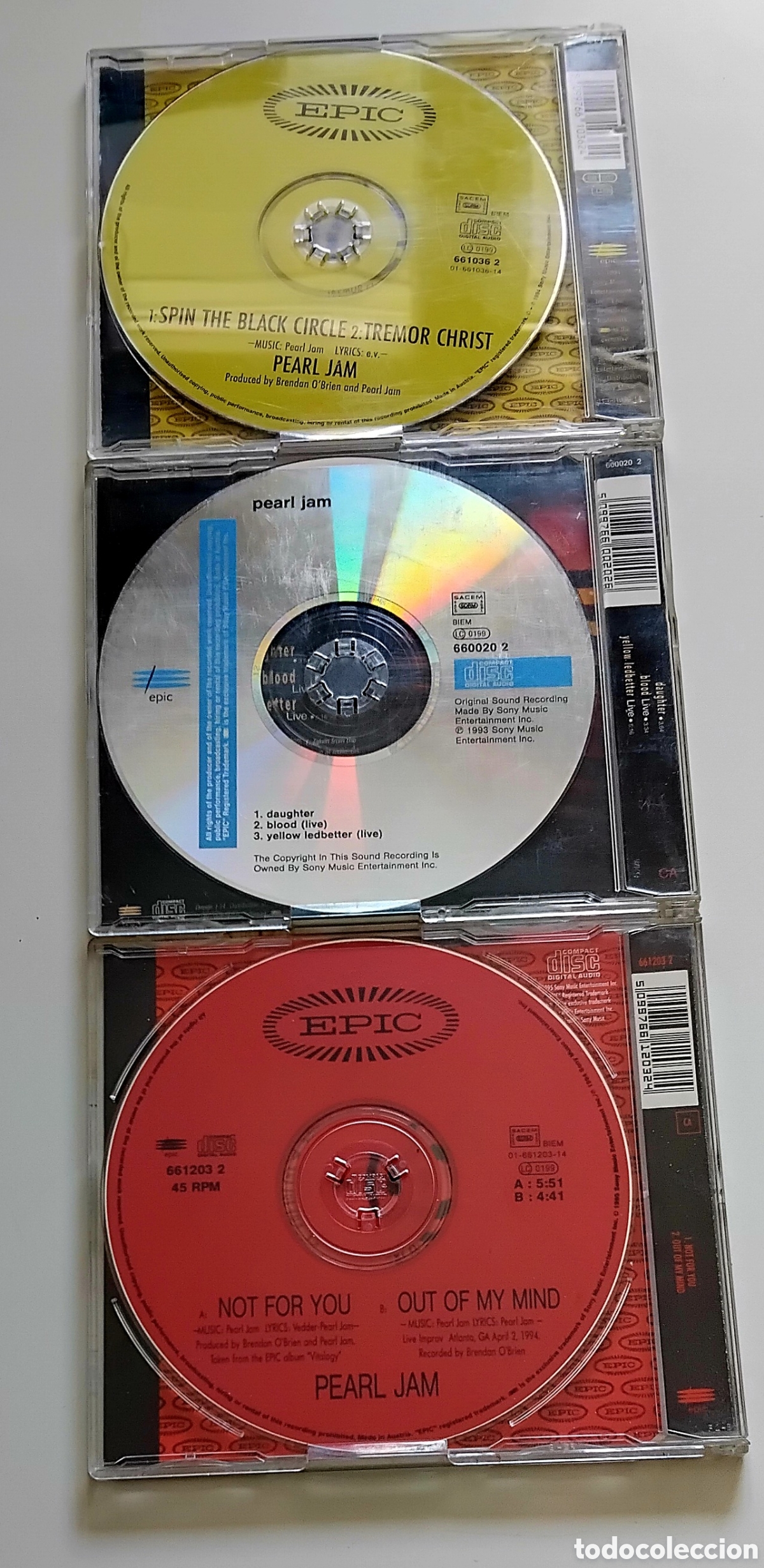 CDs de m&uacute;sica: Pearl Jam, lote 3 singles - Foto 2