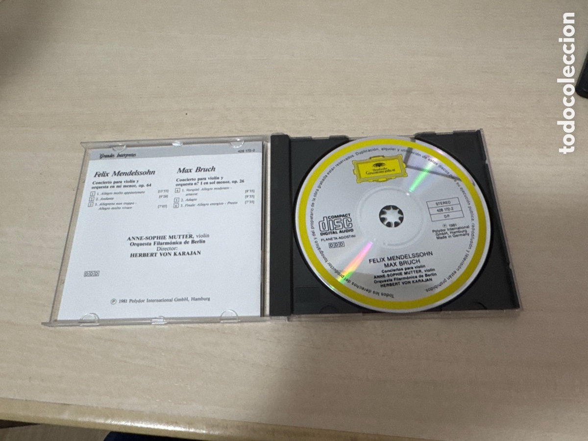 CDs de m&uacute;sica: CD GRANDES INT&Eacute;RPRETES MUTTER MENDELSSOHN BRUCH 1981 - Foto 2