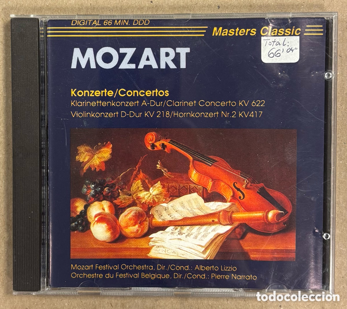 CDs de M&uacute;sica: CD. MOZART CONCERTOS: CLARINET CONCERTO KV 662. ALBERTO LIZZIO.