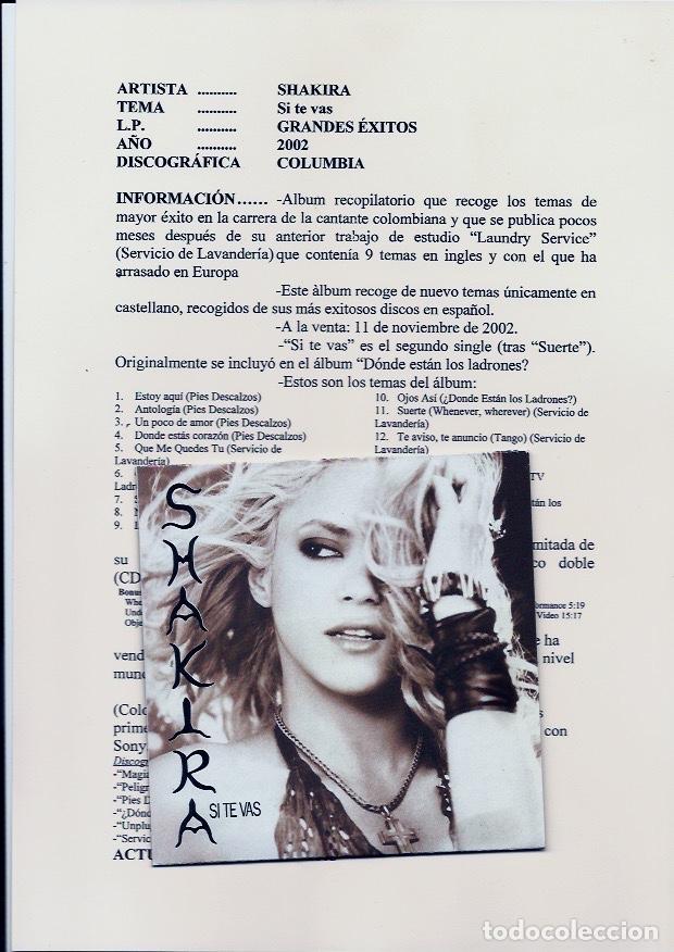 CDs de M&uacute;sica: SHAKIRA. Si te vas. (cd single + hoja promocion 200)