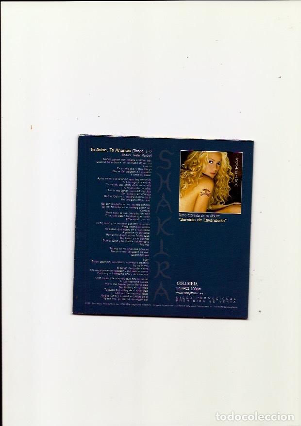 CDs de m&uacute;sica: SHAKIRA. Te aviso te anuncio (cd single 2001 ) - Foto 2