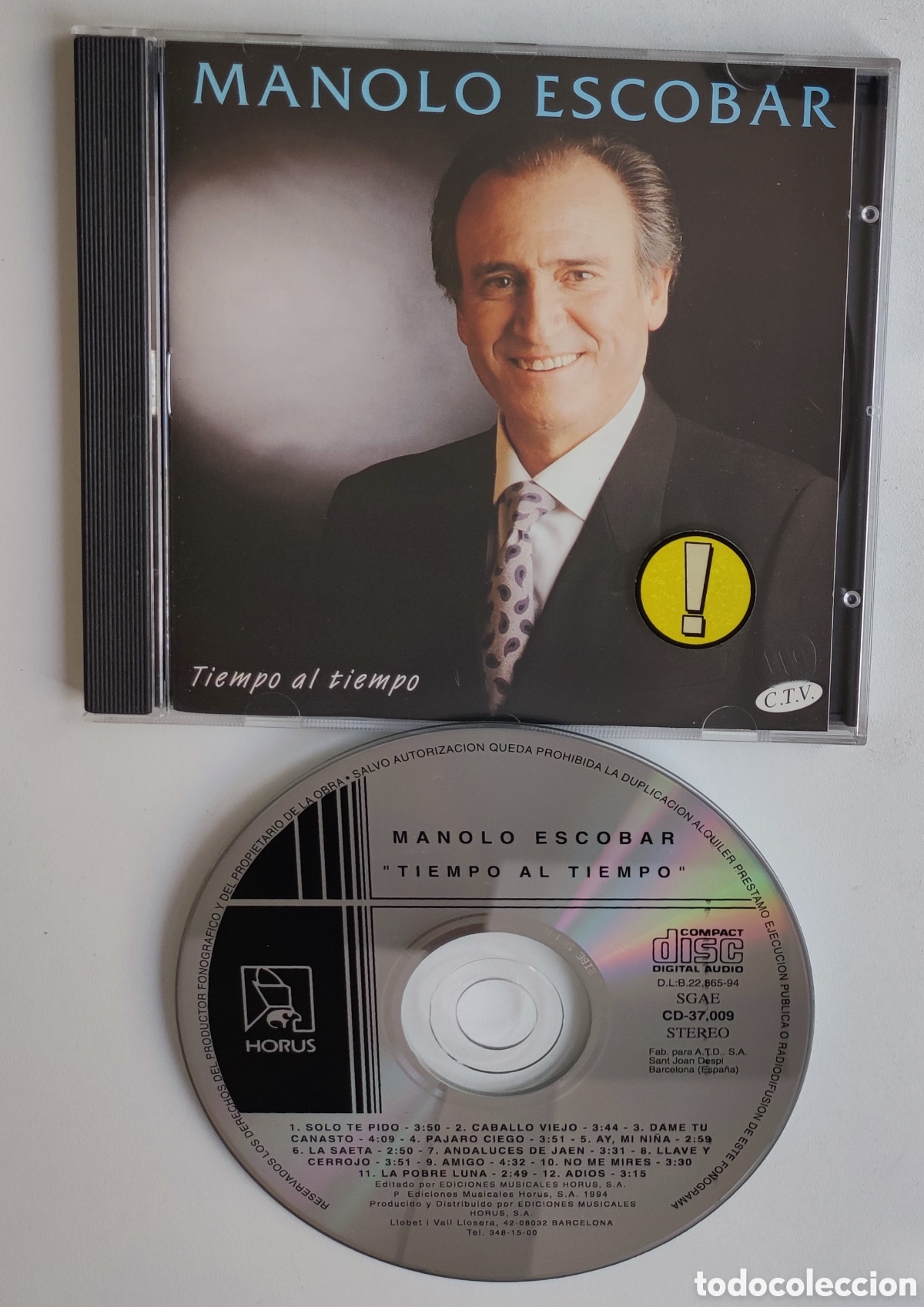 CDs de M&uacute;sica: 1994 CD FIRMADO - MANOLO ESCOBAR / TIEMPO AL TIEMPO - &Uacute;LTIMO DISCO DE ORO / HORUS 1994 -