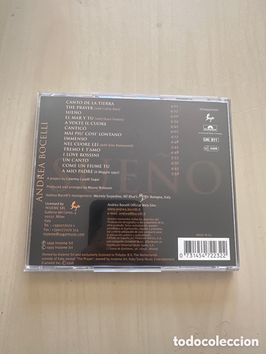 CDs de m&uacute;sica: SCD37 Andrea bocelli sue&ntilde;o CD m&uacute;sica - Foto 2
