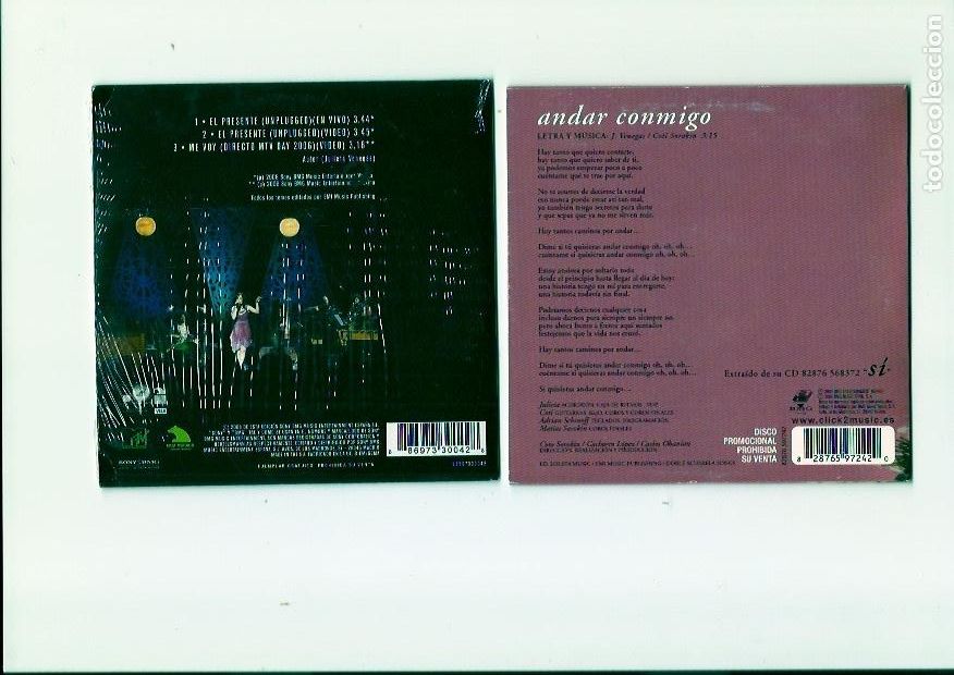 CDs de m&uacute;sica: JULIETA VENEGAS. Andar conmigo. El presente (2 cd-single) - Foto 2