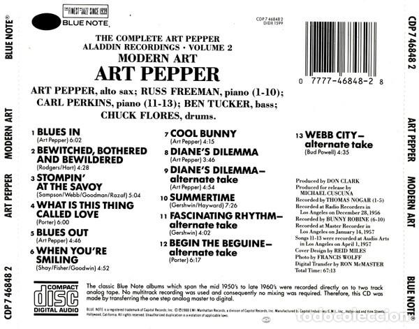 CDs de m&uacute;sica: T PEPPER QUARTET MODERN ART CD BLUE NOTE JAZZ - Foto 2