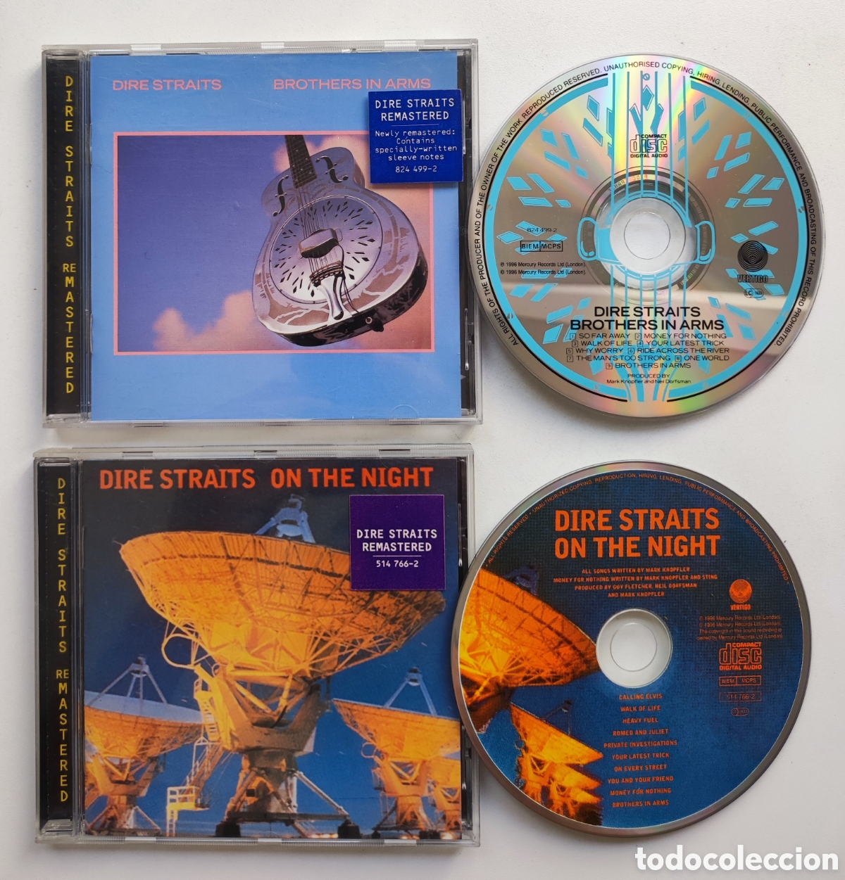CDs de M&uacute;sica: 2 CD - DIRE STRAITS / ON THE NIGHT (1996 MERCURY RECORDS) + BROTHERS IN ARMS (1996 MERCURY RECORDS)