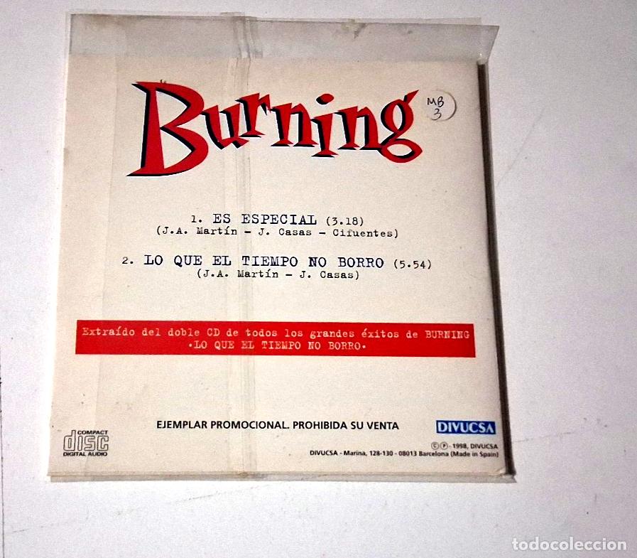 CDs de m&uacute;sica: BURNING &rdquo;ES ESPECIAL&rdquo; CD SINGLE 2 TRACKS - Foto 2