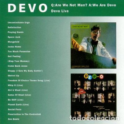 CDs de M&uacute;sica: Q: Are We Not Men? A: We Are Devo / Devo Live- 0077778699620