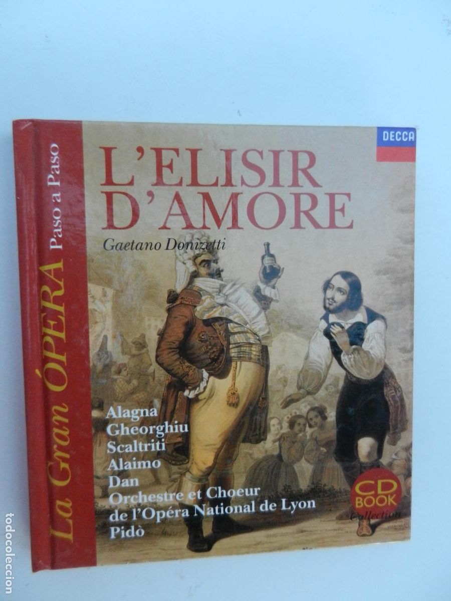 CDs de M&uacute;sica: L'ELISIR D'AMORE - DONIZETTI - CD BOOK COLLECTION - LA GRAN &Oacute;PERA PASO A PASO - EDILIBRO 1998.