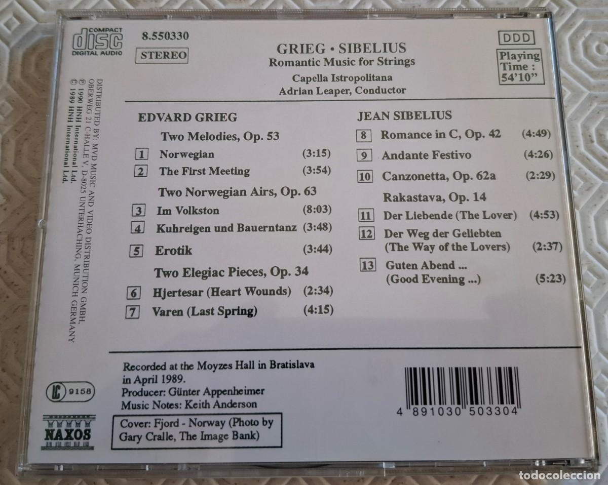 CDs de m&uacute;sica: Romantic Music for Strings - Grieg - Sibelius - Foto 2