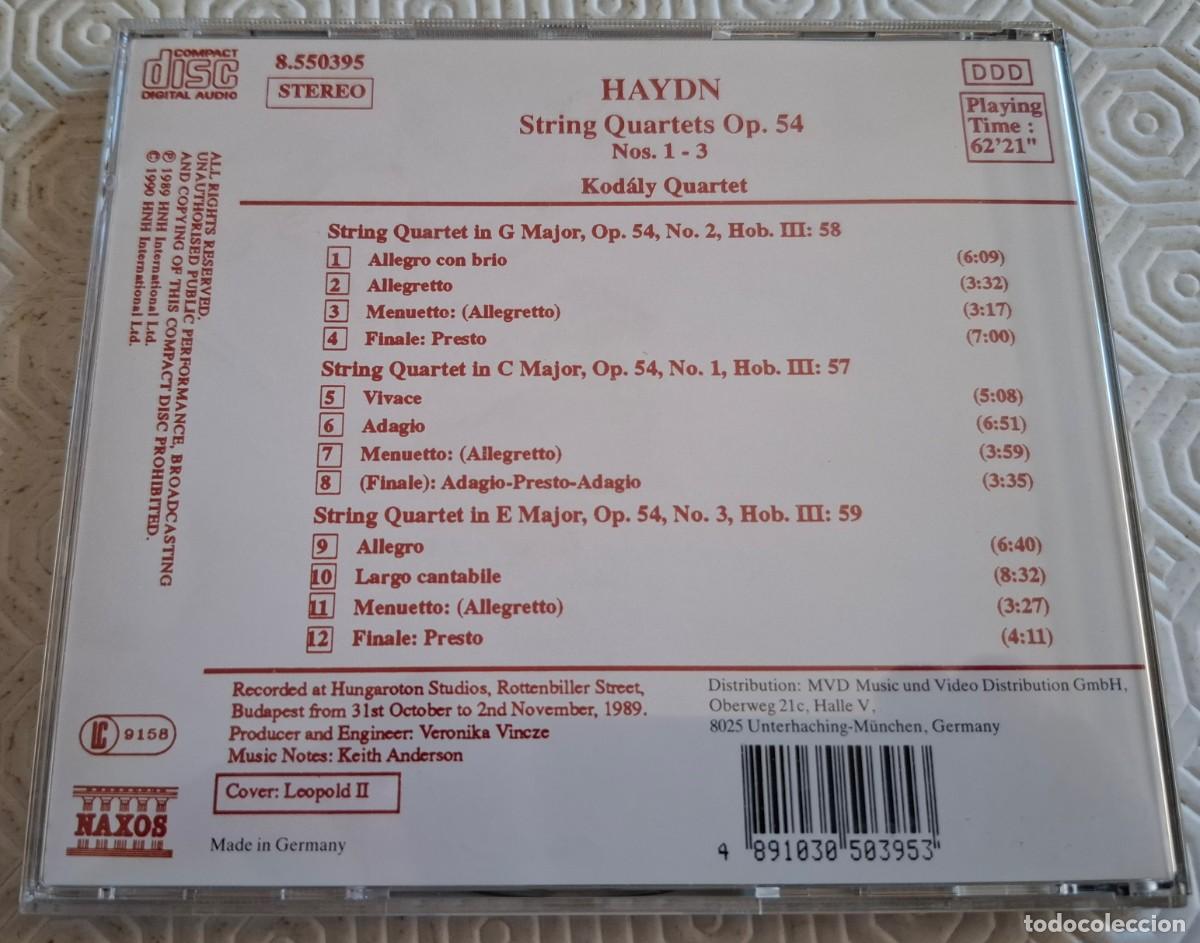 CDs de m&uacute;sica: String Quartets Op. 54 Nos. 1-3 - Haydn - Foto 2