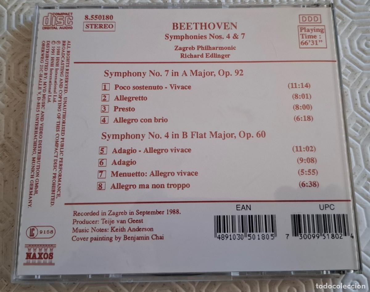 CDs de m&uacute;sica: Symphonies Nos. 7 & 4 - Beethoven - Foto 2