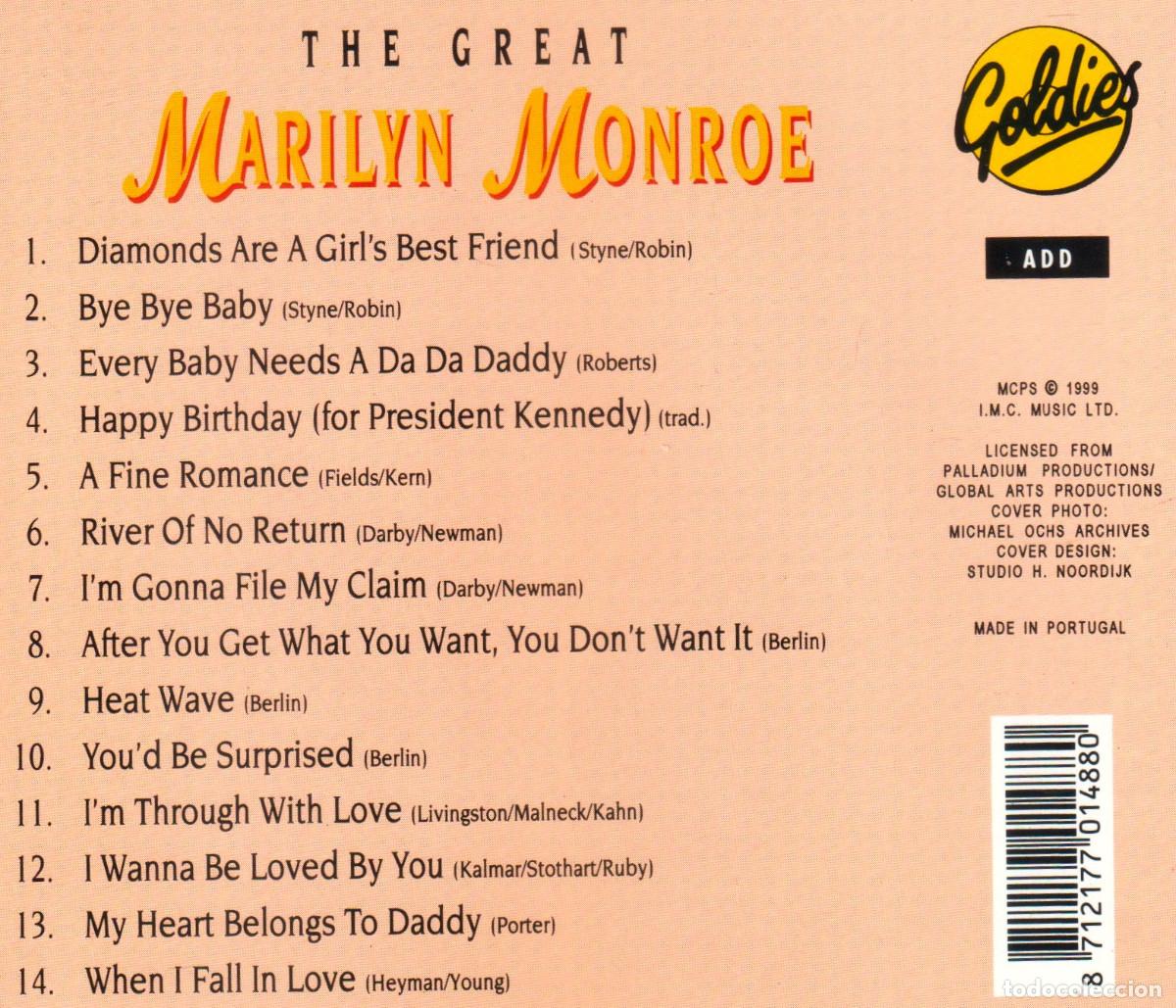CDs de m&uacute;sica: MARILYN MONROE. THE GREAT. CD. - Foto 2