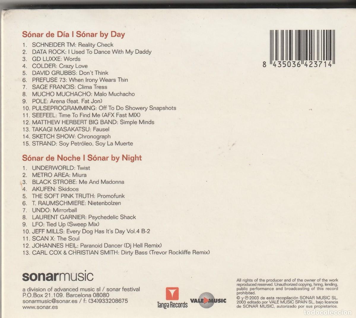 CDs de m&uacute;sica: S&oacute;nar 2003 - 2xCD Compilation --2 x CD, Compilation-House, Techno, Electro - Foto 2