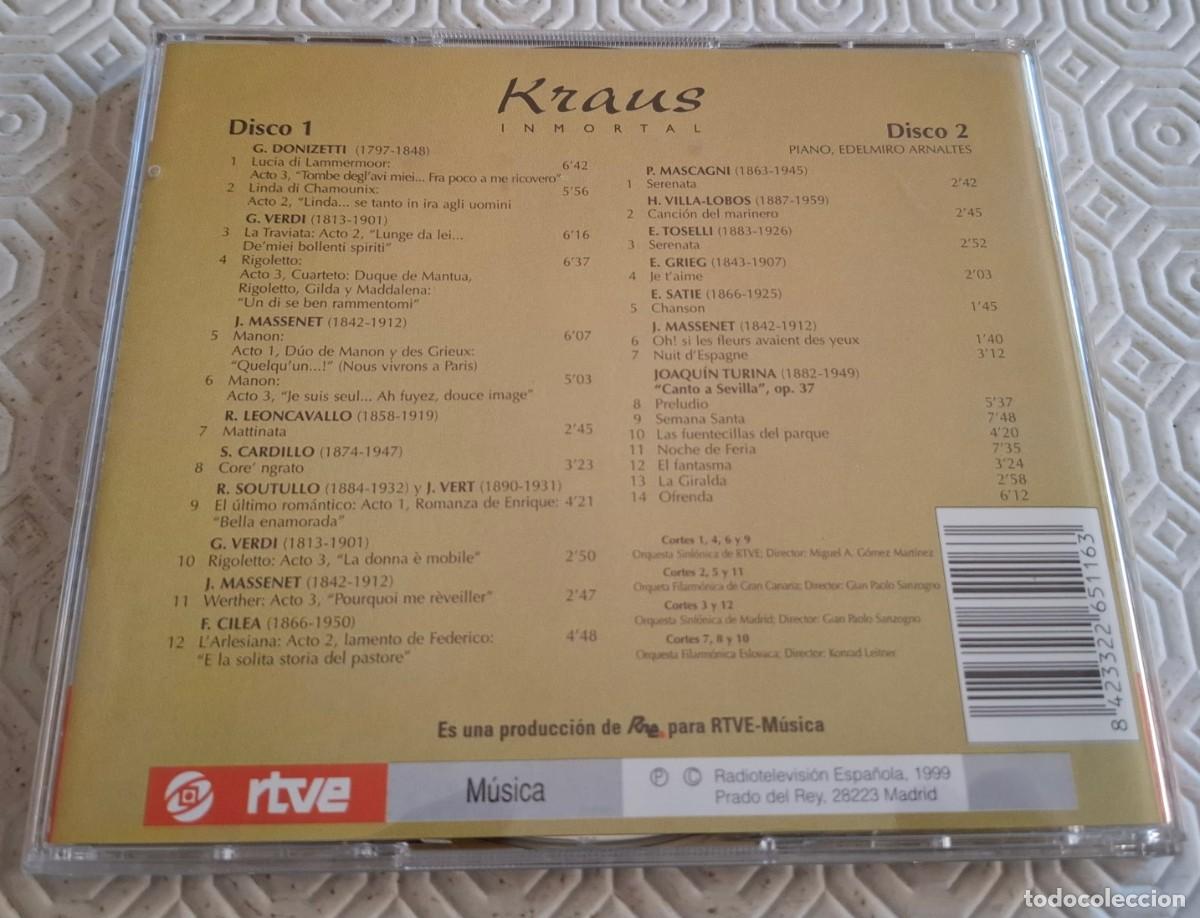 CDs de m&uacute;sica: Kraus Inmortal - 2 CDs - RTVE - Foto 2