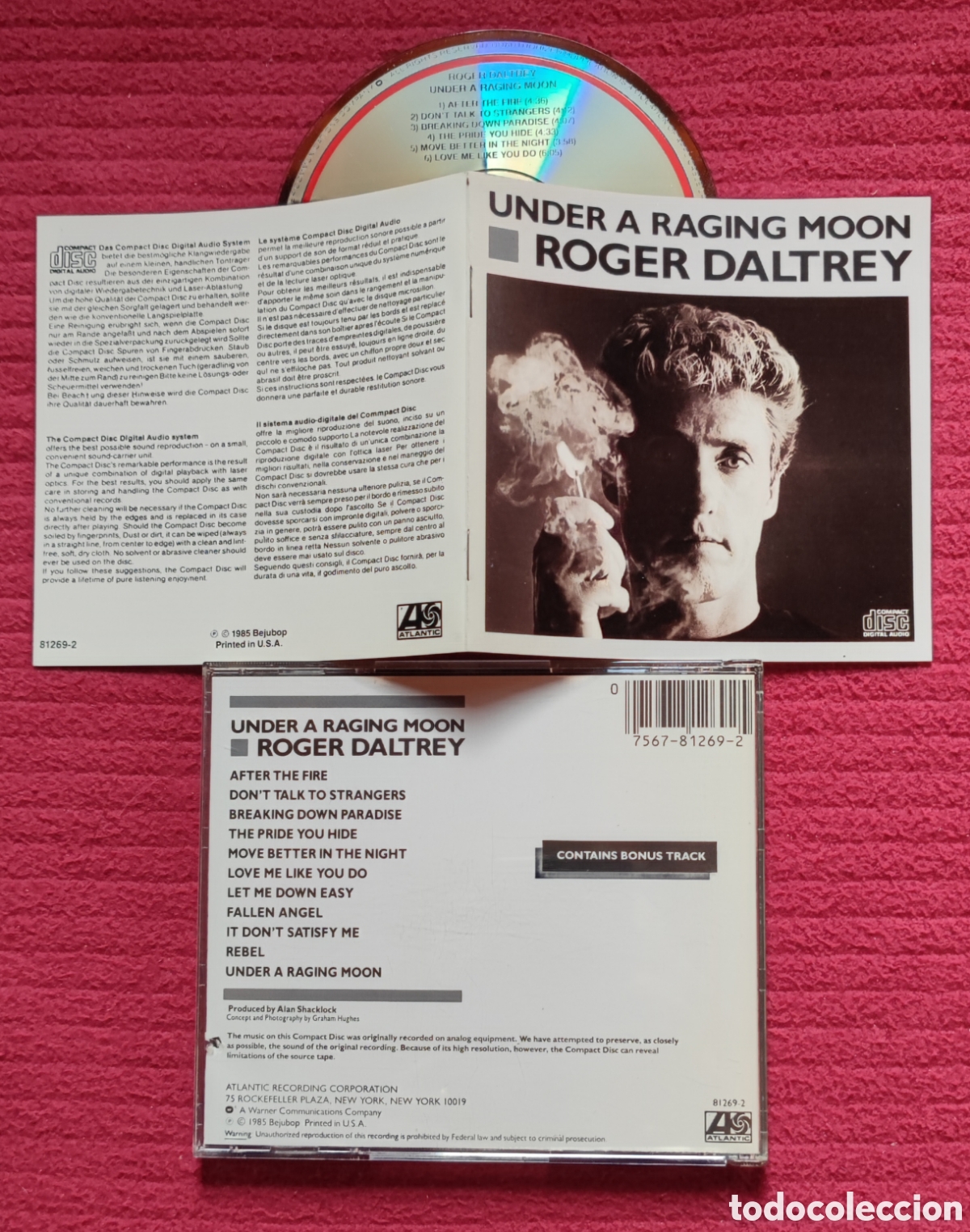 CDs de M&uacute;sica: ROGER DALTREY: Under a Raging Moon. Cd Aor, Edici&oacute;n Original 1985 Warner Records USA. Raro.