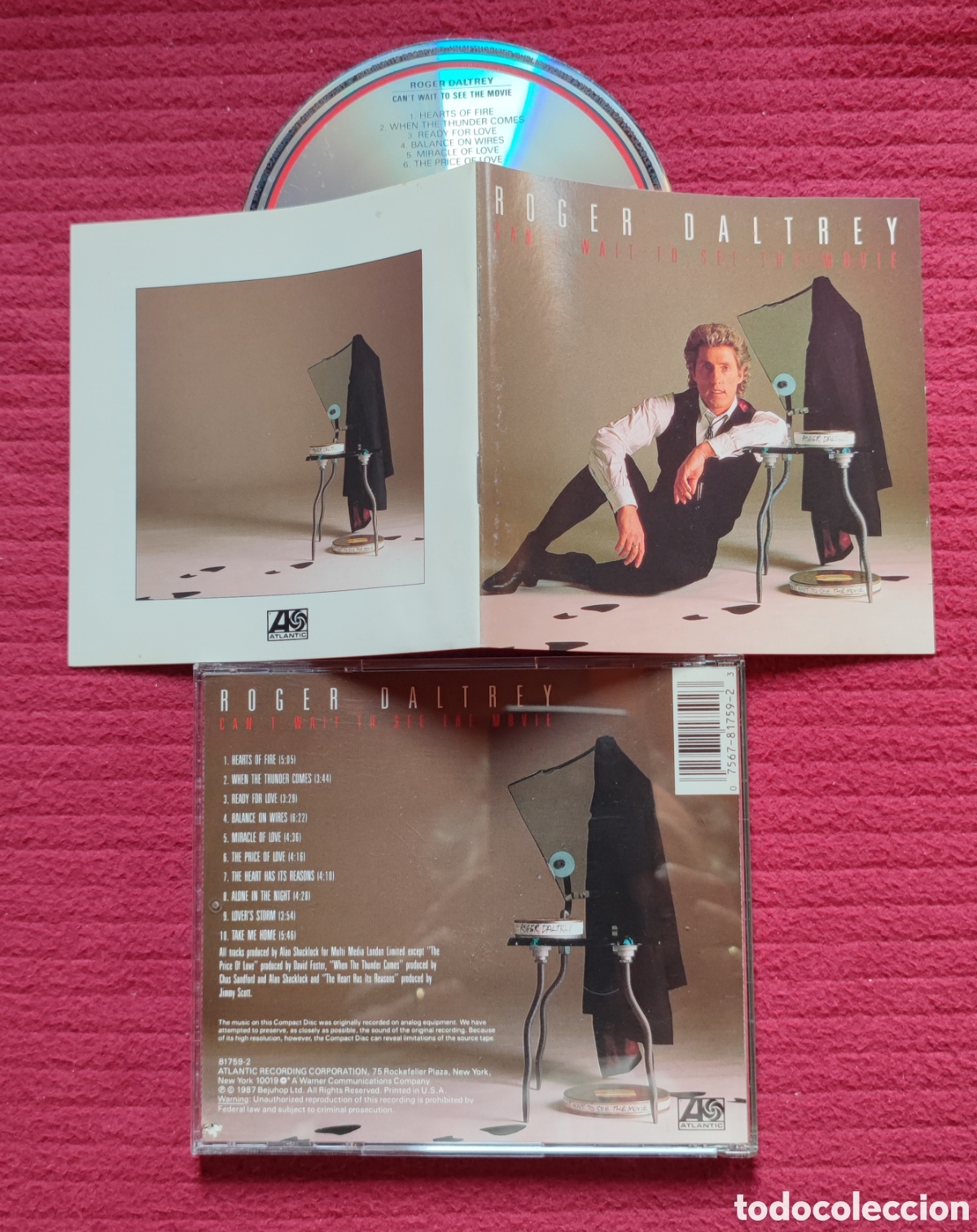 CDs de M&uacute;sica: ROGER DALTREY: Can't Wait To See The Movie. Cd Aor, Edici&oacute;n Original 1987 Atlantic Records USA. Raro