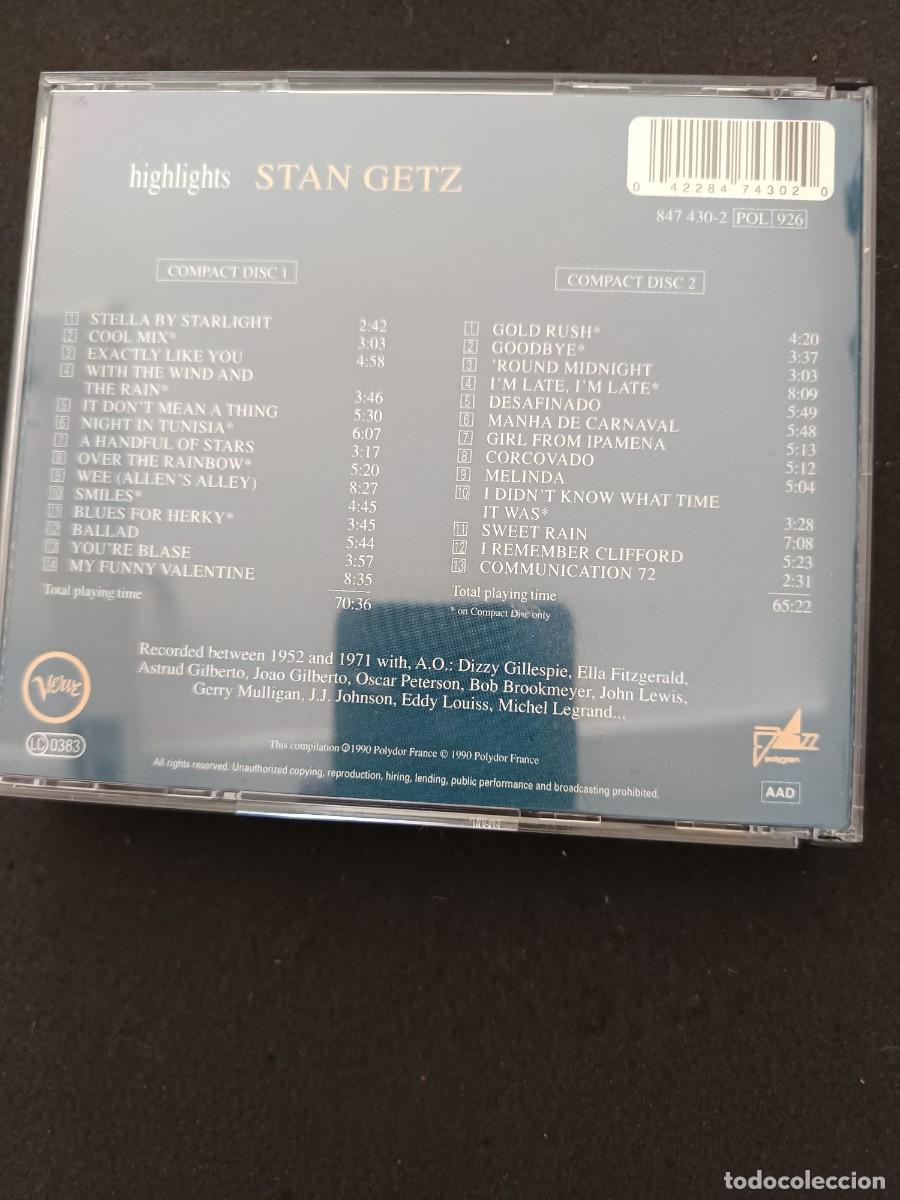 CDs de m&uacute;sica: 2 CD. HIGHLIGHTS. STAN GETZ. - Foto 2